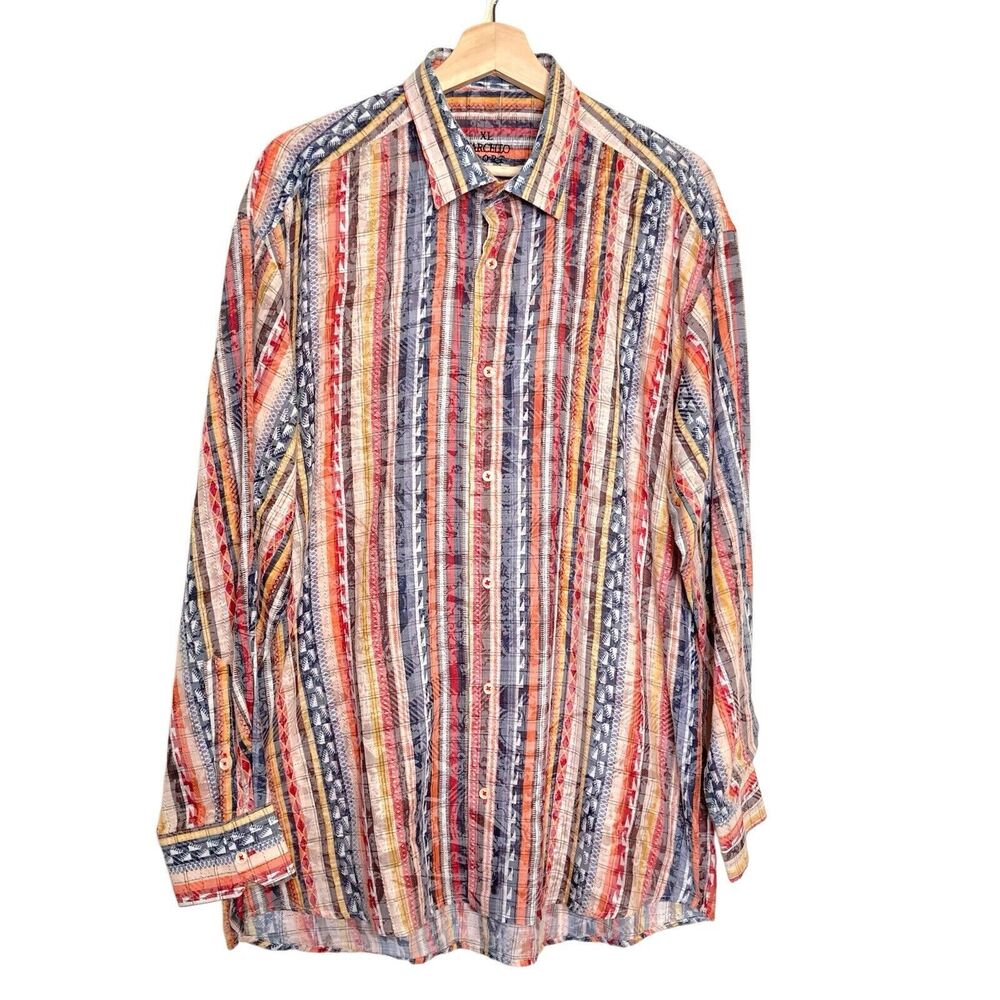 Marcello Sport Long Sleeve Button Shirt Men’s XL Multicolor Aztec Pattern Print